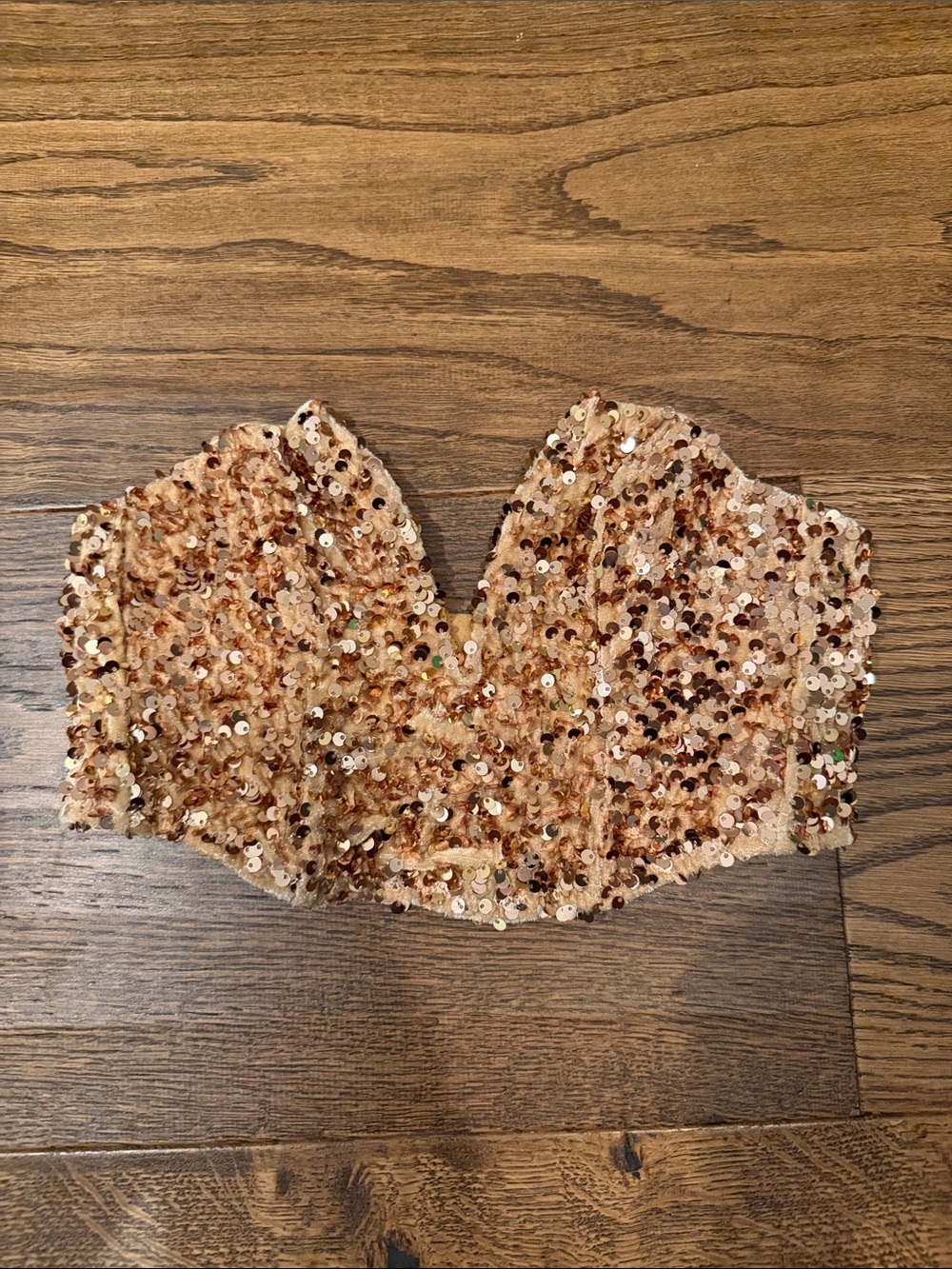 Urban Outfitters Sequin Strapless Bustier Top - Rose Gold